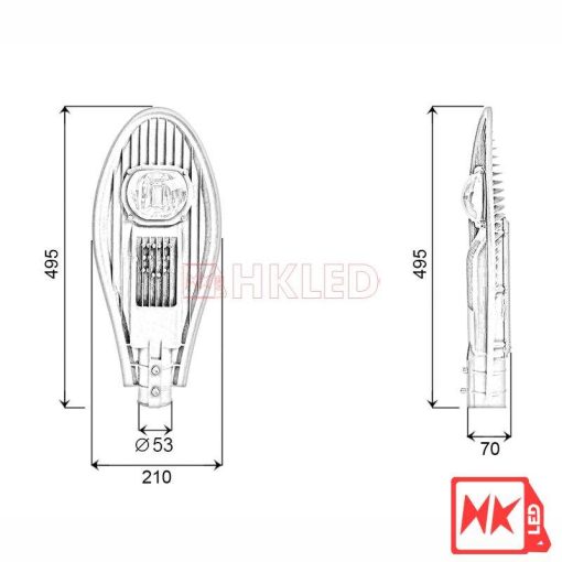 Đèn đường LED hình quạt 50W - Thương hiệu HKLED