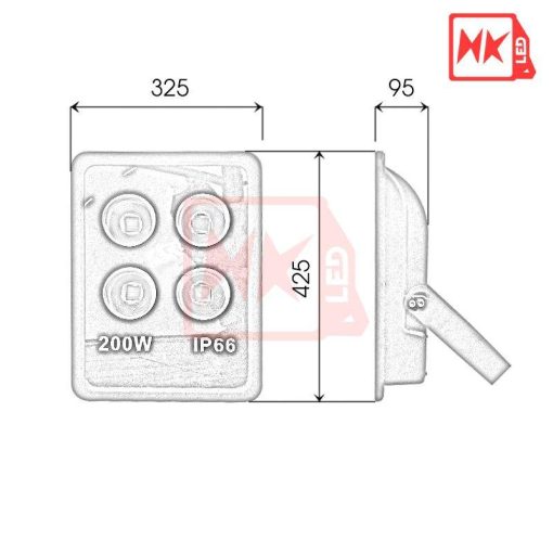 Đèn pha LED vuông 200W IP66 - Thương hiệu HKLED